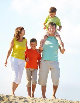 Family outside having fun